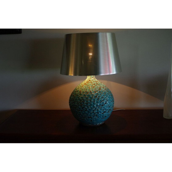 Image 1 of Lampe de table vintage bleu par René Hénon