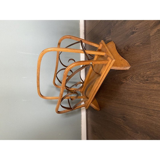 Image 1 of Porte-revues vintage en bois et laiton, 1930