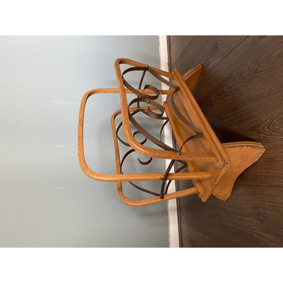 Image 1 of Porte-revues vintage en bois et laiton, 1930