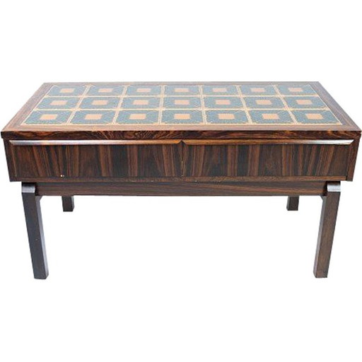 Commode vintage en palissandre et carrelage Danemark années 1960