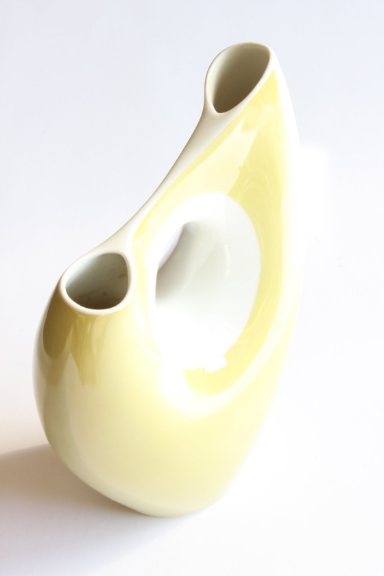 Image 1 of Vase en porcelaine jaune organique de Beate Kuhn pour Rosenthal Kunstabteilung Selb, 1950S.