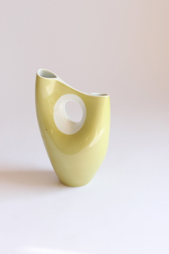 Image 1 of Vase en porcelaine jaune organique de Beate Kuhn pour Rosenthal Kunstabteilung Selb, 1950S.