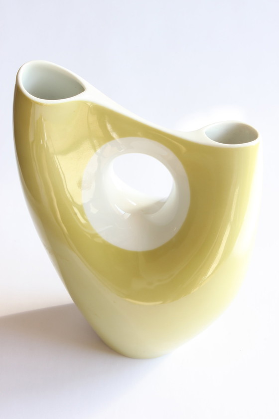 Image 1 of Vase en porcelaine jaune organique de Beate Kuhn pour Rosenthal Kunstabteilung Selb, 1950S.