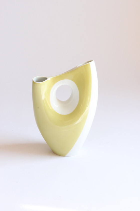 Image 1 of Vase en porcelaine jaune organique de Beate Kuhn pour Rosenthal Kunstabteilung Selb, 1950S.