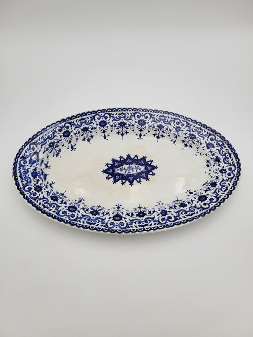 Grand Plat Ancien En Porcelaine Bleu Et Blanc