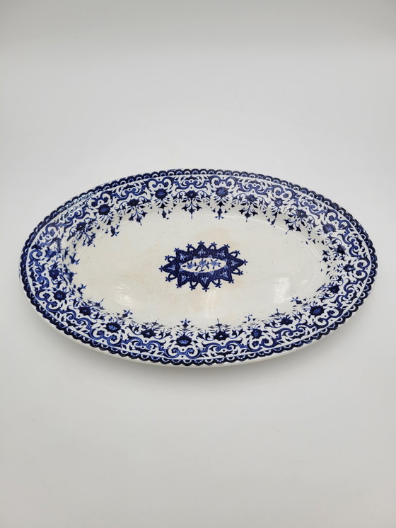 Image 1 of Grand Plat Ancien En Porcelaine Bleu Et Blanc