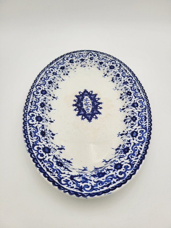 Image 1 of Grand Plat Ancien En Porcelaine Bleu Et Blanc