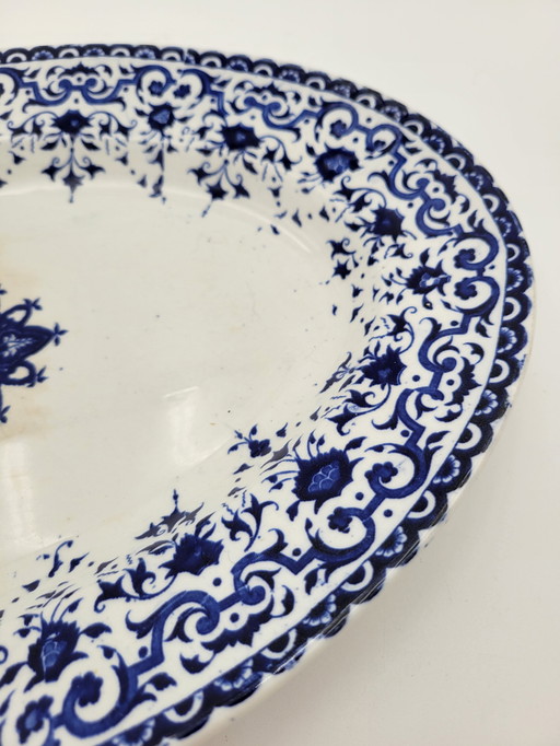 Grand Plat Ancien En Porcelaine Bleu Et Blanc