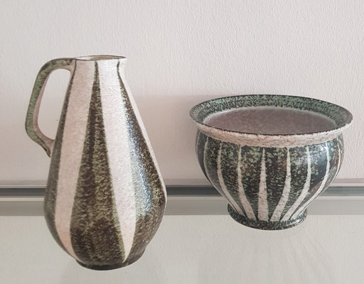 2X Vase et pot de fleurs par Kurt Tschörner pour Ruscha