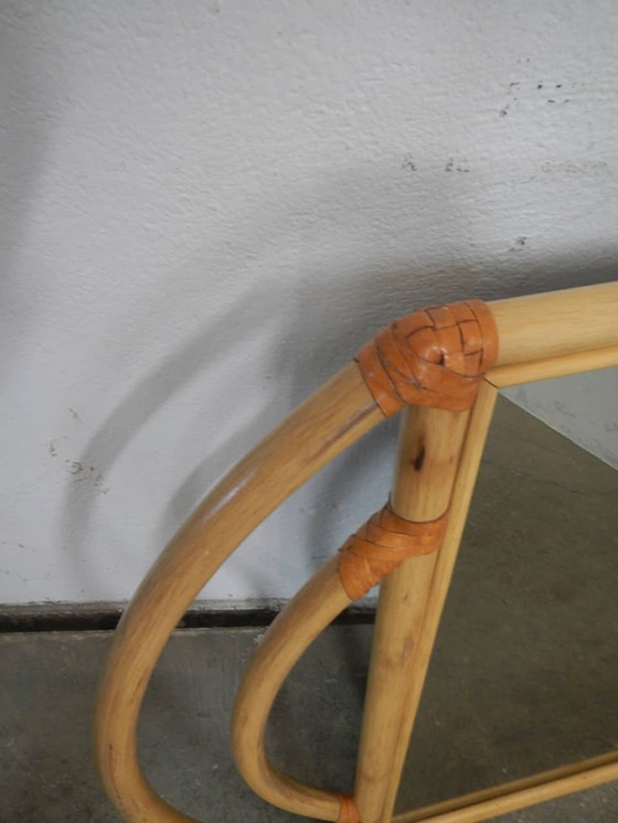 Image 1 of Miroir avec cadre en rotin 1970