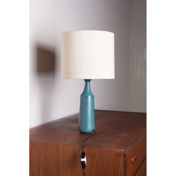 Image 1 of Lampe de table vintage en grès bleu mat par Gunnar Nylund pour Nymolle, Danemark 1960
