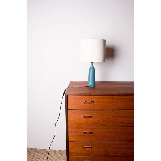 Image 1 of Lampe de table vintage en grès bleu mat par Gunnar Nylund pour Nymolle, Danemark 1960