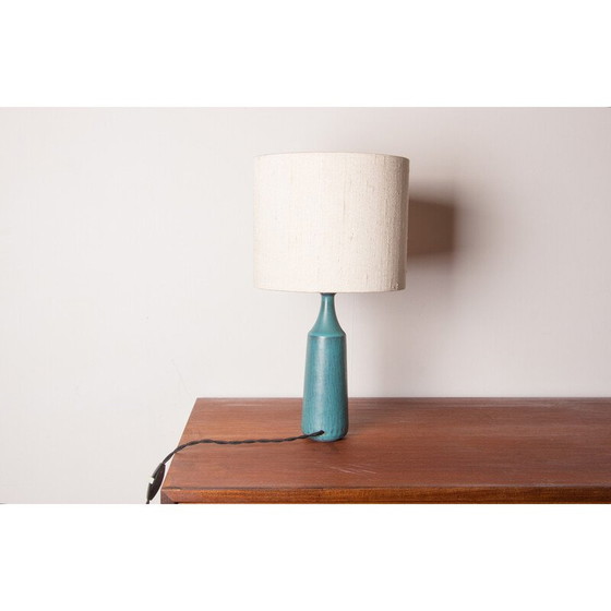 Image 1 of Lampe de table vintage en grès bleu mat par Gunnar Nylund pour Nymolle, Danemark 1960
