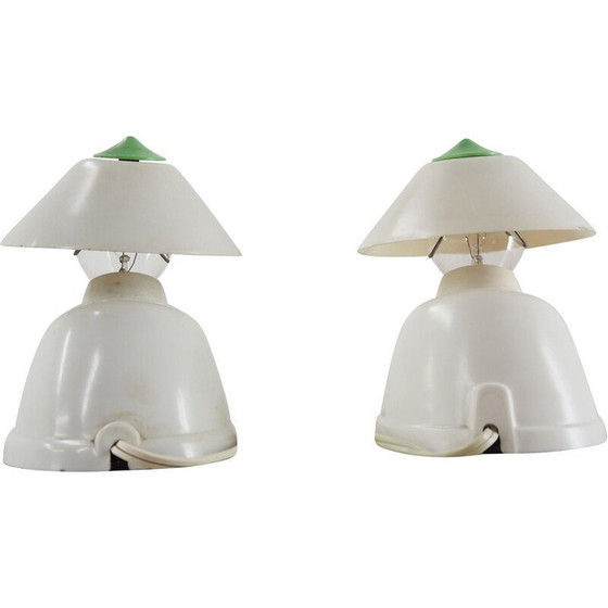 Image 1 of Paire de lampes vintage en bakélite blanche avec abat-jour, 1960