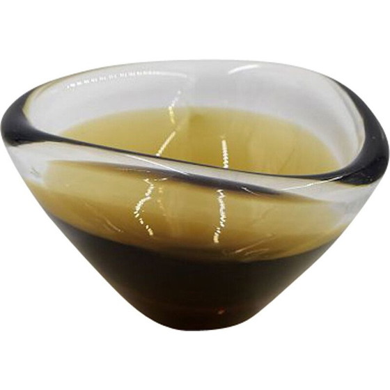 Image 1 of Bol vintage scandinave en verre brun doré par Sommerso, 1950