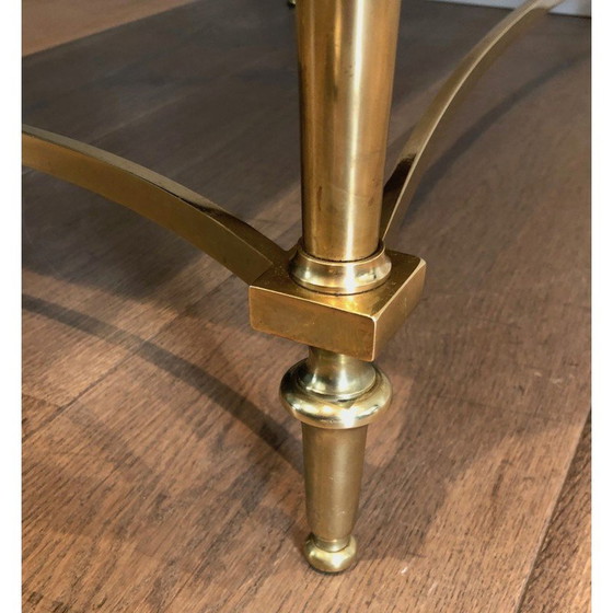 Image 1 of Table basse vintage en laiton et marbre blanc, France 1940s