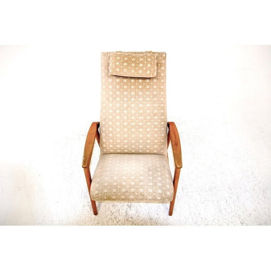 Image 1 of Fauteuil vintage en bois de hêtre et tissu, Suède 1950
