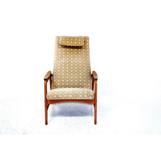 Image 1 of Fauteuil vintage en bois de hêtre et tissu, Suède 1950