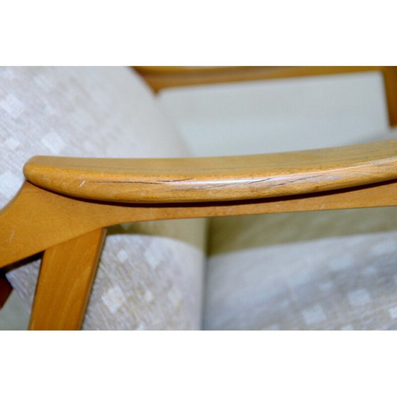 Image 1 of Fauteuil vintage en bois de hêtre et tissu, Suède 1950