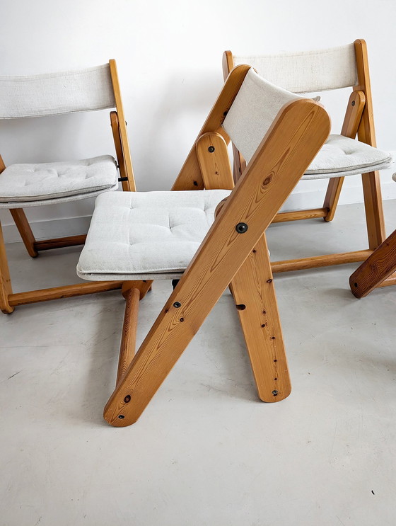 Image 1 of Ensemble de 4 chaises pliantes 'Kon-Tiki' par Gillis Lundgren pour Ikea 1970S