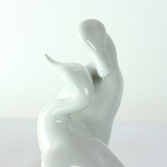 Image 1 of Statue vintage en porcelaine blanche représentant 2 canards pour Royal Dux, Tchécoslovaquie