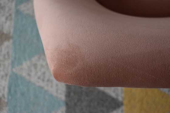 Image 1 of Fauteuil Vintage Shell, 1960S, Deutsche Democratische Republic, entièrement restauré, velours saumoné