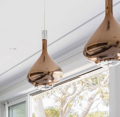 Système de rail Lodes comprenant 4 lampes Sky-Fall en bronze Par Studio Italia Design