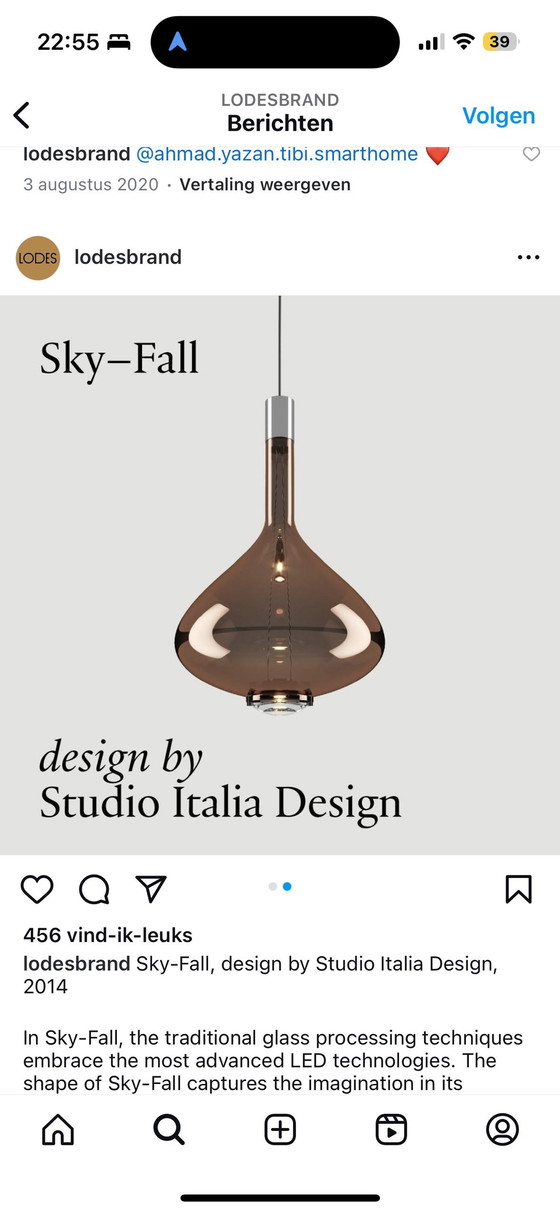 Image 1 of Système de rail Lodes comprenant 4 lampes Sky-Fall en bronze Par Studio Italia Design