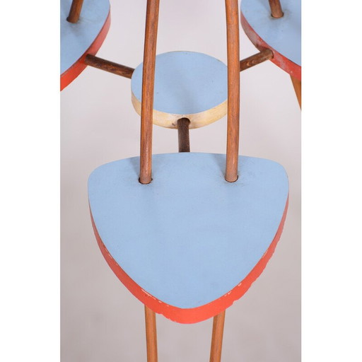 Porte-fleurs vintage en bois de hêtre et umakart, Tchécoslovaquie 1950