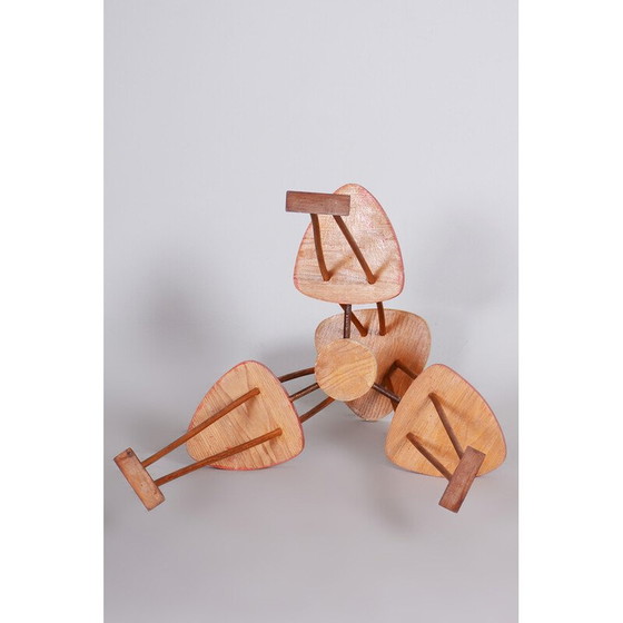 Image 1 of Porte-fleurs vintage en bois de hêtre et umakart, Tchécoslovaquie 1950