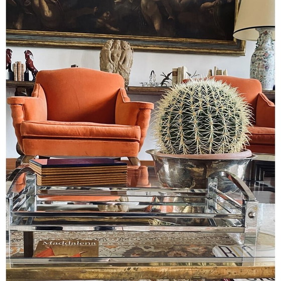 Image 1 of Plateau vintage en miroir de Jacques Adnet, France 1940-1950