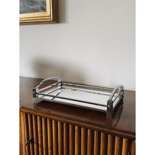 Plateau vintage en miroir de Jacques Adnet, France 1940-1950
