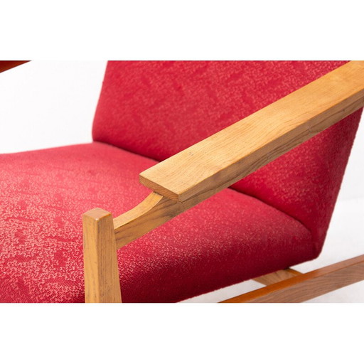 Paire de fauteuils vintage en bois de hêtre et coussins, 1960