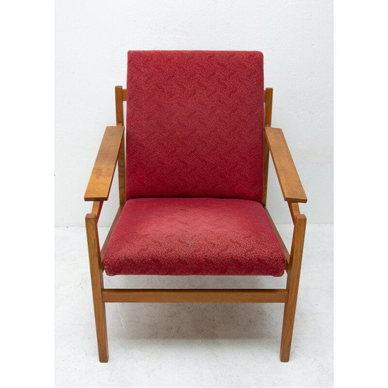 Image 1 of Paire de fauteuils vintage en bois de hêtre et coussins, 1960