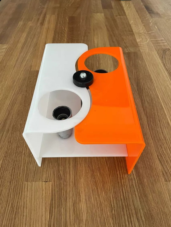 Image 1 of Applique Vintage Deux Feux Abs Orange Et Blanc France 1970