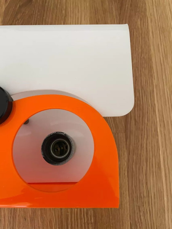 Image 1 of Applique Vintage Deux Feux Abs Orange Et Blanc France 1970