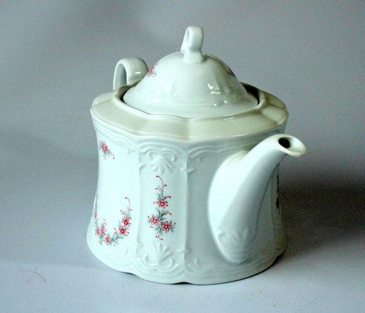 Théière de haute qualité Seltmann Weiden "Julia" - Porcelaine Blanche Avec Motifs Floraux