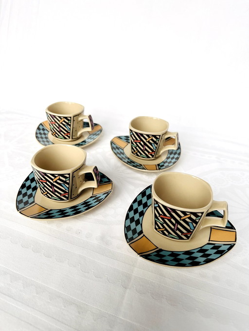 4X Tasses à espresso et soucoupes Rosenthal Dorothy Hafner