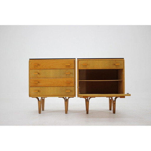 Paire de commodes vintage par Frantisek Mezulanik, Tchécoslovaquie 1960