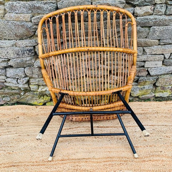Image 1 of Fauteuil vintage en rotin et métal, 1960
