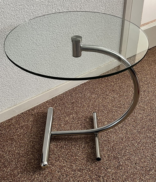 Table d'appoint design vintage Chrome et verre