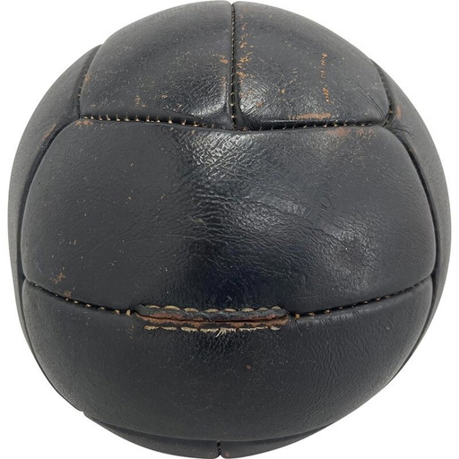 Ballon de médecine vintage en cuir noir, Tchécoslovaquie, années 1930