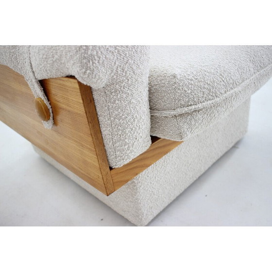 Image 1 of Paire de fauteuils vintage en bois et tissu Boucle, Tchécoslovaquie 1970