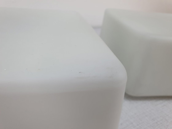 Image 1 of Plafonnier en verre dépoli blanc Rzb. Plafonnier vintage carré.