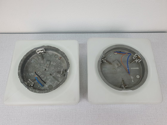 Image 1 of Plafonnier en verre dépoli blanc Rzb. Plafonnier vintage carré.