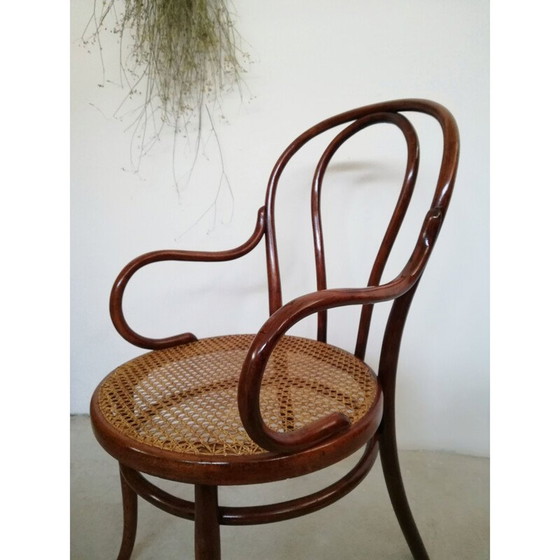 Image 1 of Fauteuil Thonet vintage en bois de hêtre et paille, années 1900
