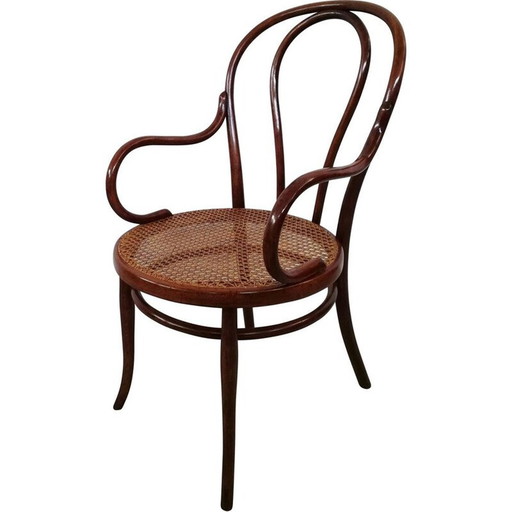 Fauteuil Thonet vintage en bois de hêtre et paille, années 1900