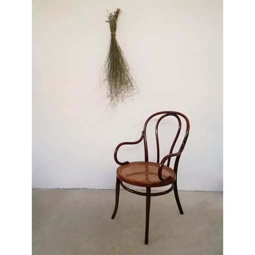 Fauteuil Thonet vintage en bois de hêtre et paille, années 1900