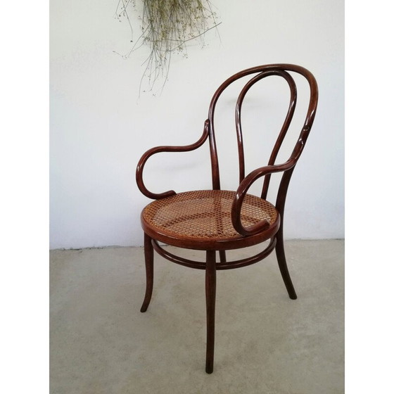 Image 1 of Fauteuil Thonet vintage en bois de hêtre et paille, années 1900