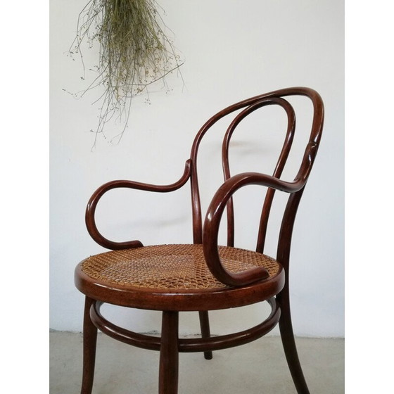 Image 1 of Fauteuil Thonet vintage en bois de hêtre et paille, années 1900